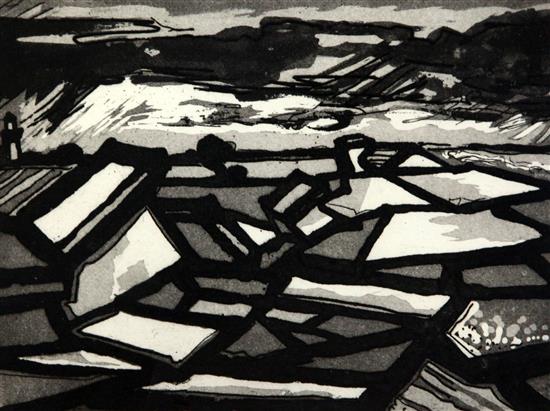 David Smith (1920-1998) Collapse of the Lowestoft sea wall, 6.5 x 8.5in.